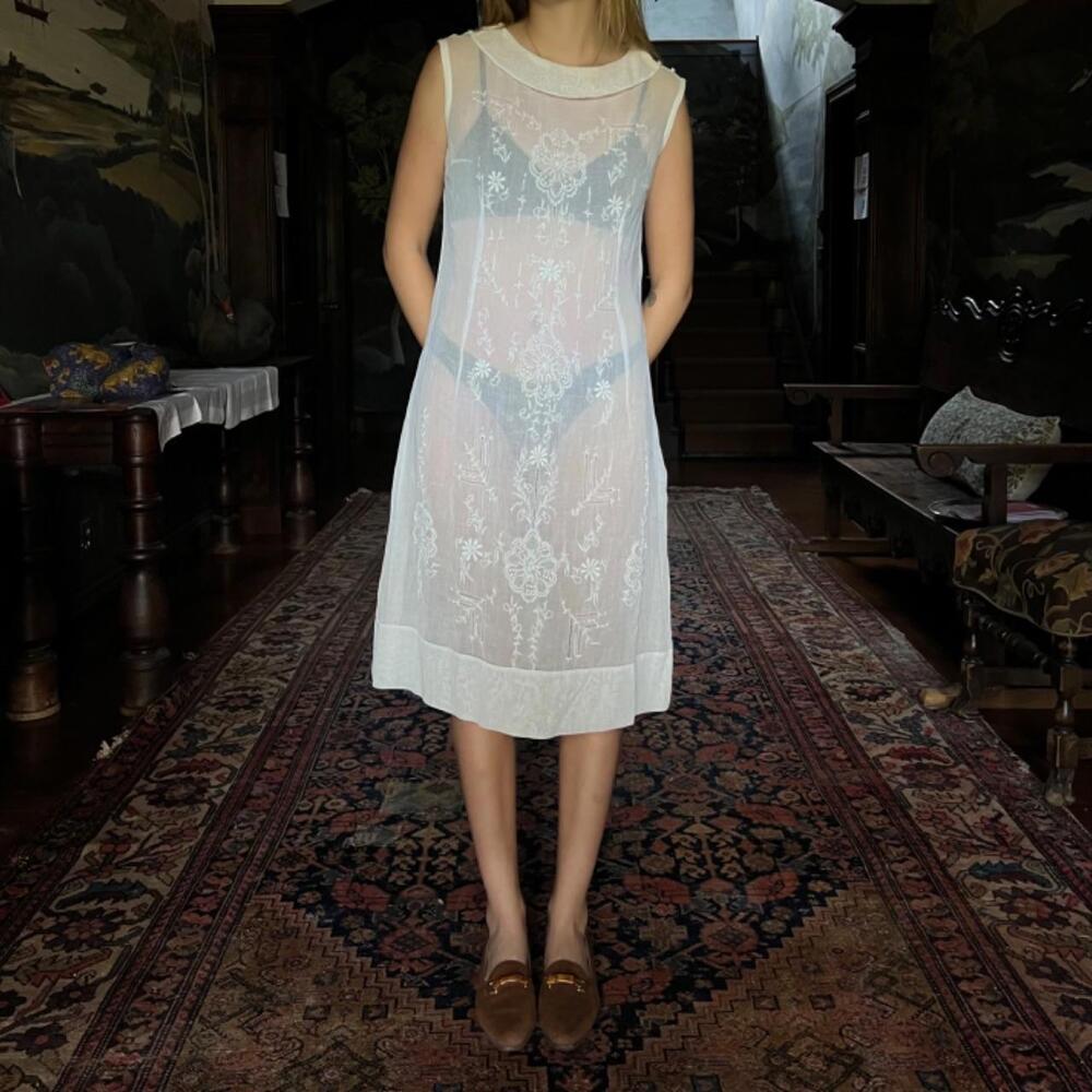 1920s cotton embroidered dress